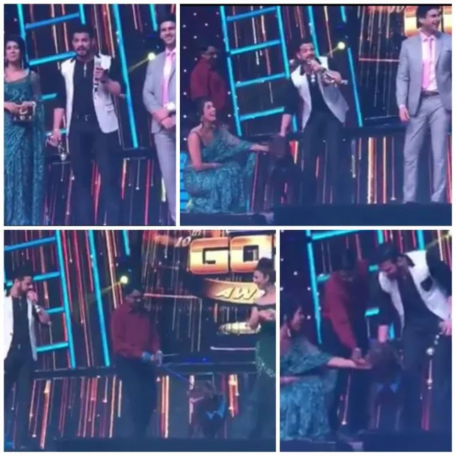 Karan dapat kejutan di atas panggung ©pinkvilla