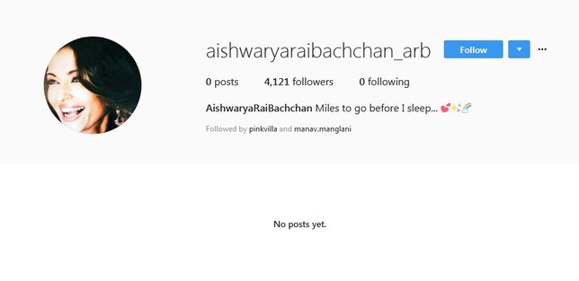 Ini dia akun resmi Aishwarya Rai di Instagram ©instagram