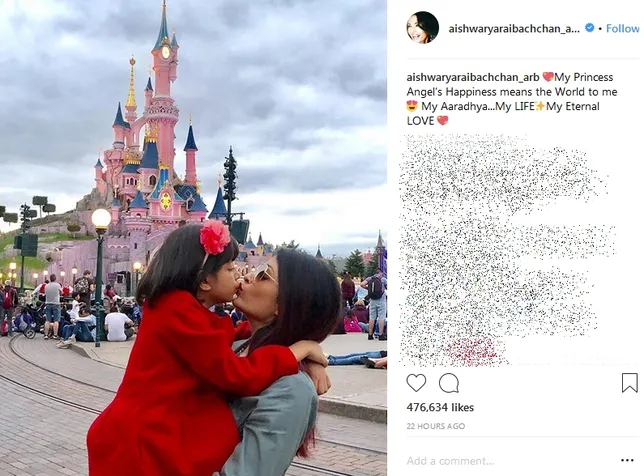 Aishwarya Rai di Disneyland Paris bersama Aaradhya ©instagram