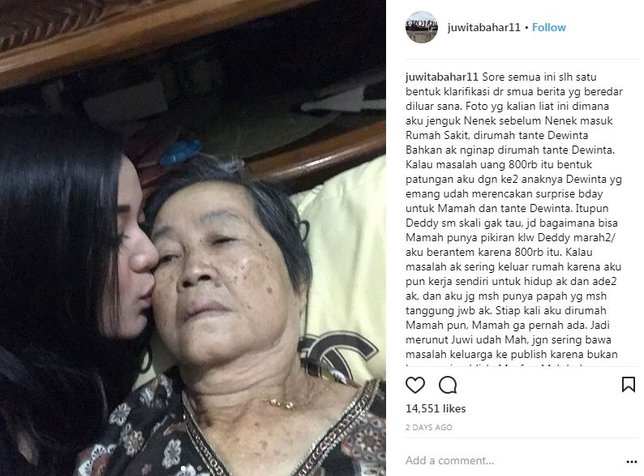 Permintaan maaf Juwita Bahar yang dinilai tidak etis. © Instagram/juwitabahar11