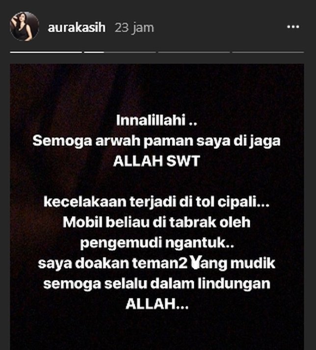 Paman Aura meninggal setelah alami kecelakaan / Credit: Instagram - aurakasih