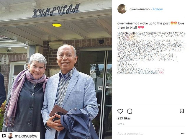 Momen kemesraan Bondan Winarno semasa hidup bersama dengan sang istri. /©instagram.com/gwenwinarno