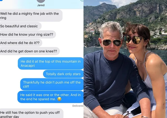 Seleb beda usia ini akhirnya bertunangan. (instagram: @katharinemcphee @davidfoster)