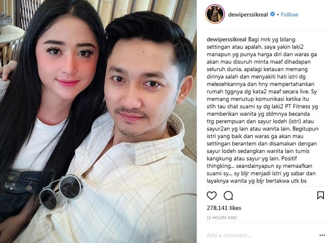 Depe memaafkan Angga dan membantah ini settingan ©instagram/dewiperrsikreal