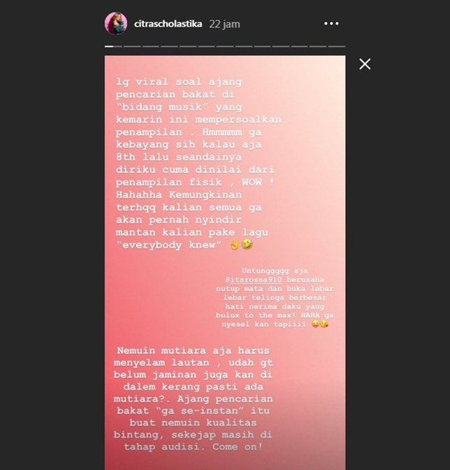 Citra Kritik apa yang terjadi pada Waode Sofia melalui Story Instagramnya.