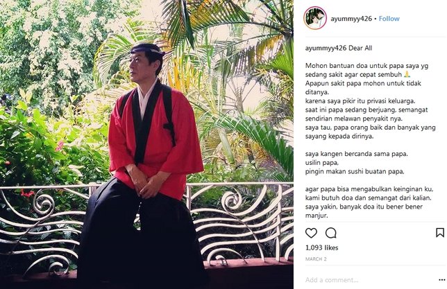 Chef Harada sedang terbaring sakit di rumah sakit ©instagram