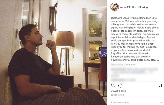 Curahan hati Raisa tentang Ramadan pertama sebagai istri Hamish. (instagram.com/raisa6690)