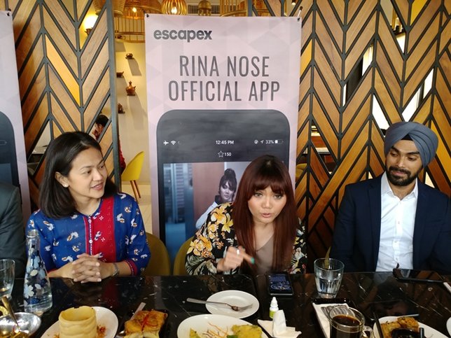 Rina Nose saat preskon rilis aplikasinya. © KapanLagi.com/Akbar Prabowo