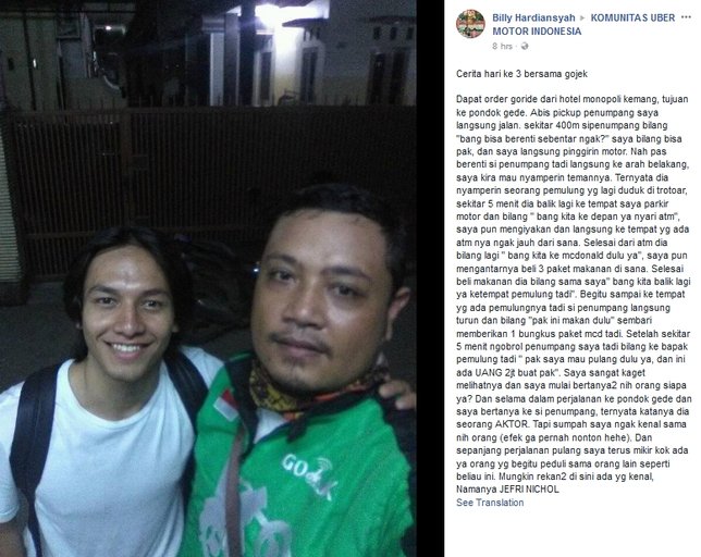 Kisah Jefri yang viral di dunia maya ©facebook/komunitasubermotorindonesia