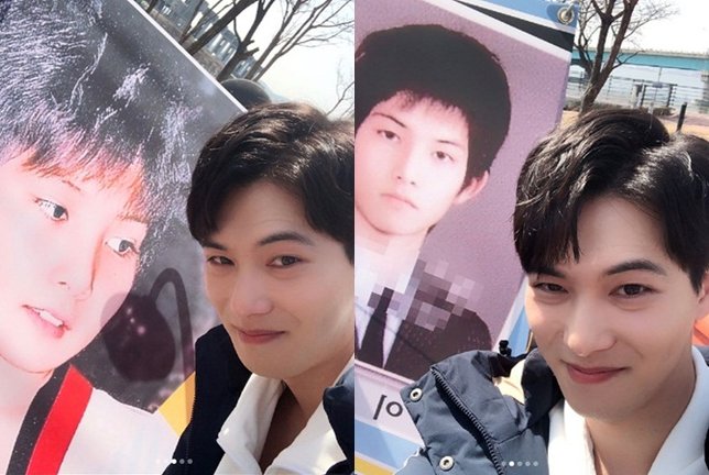 Jonghyun pose dengan banner yang dikirim Choi Tae Joon dan Chanyeol © instagram.com/cnbluegt