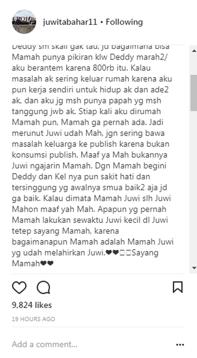 Juwita ingin Annisa tak lagi umbar masalah keluarga di depan publik ©juwitabahar11