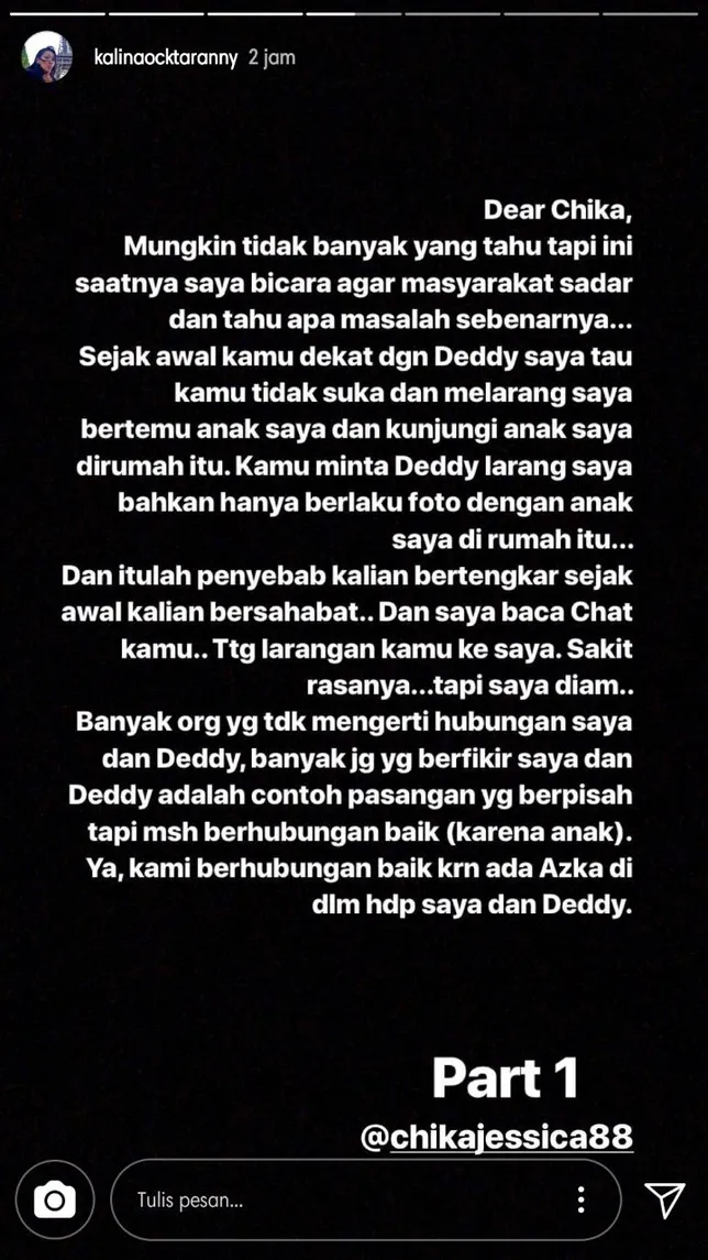 Curhatan pertama Kalina © instagram.com/kalinaoctaranny