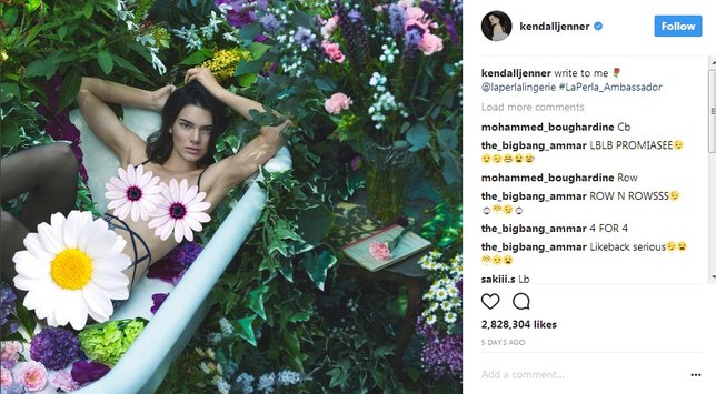 Kendall Jenner terlibat kontrak dengan La Perla © Instagram.com/kendalljenner