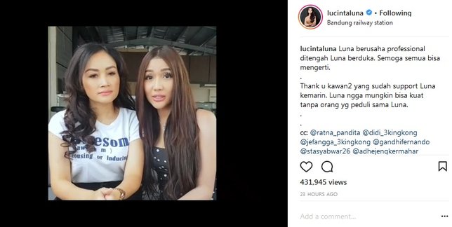 Lucinta Luna jelaskan alasan mengapa tetap bekerja kala sedang berduka ©instagram/lucintaluna