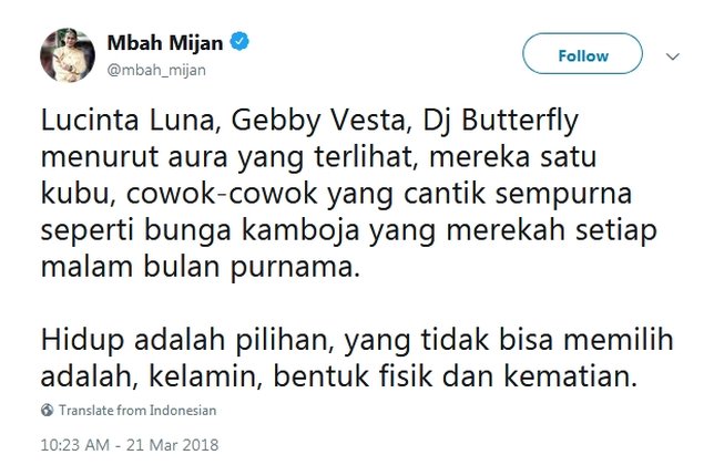 Lucinta Luna, Gebby dan DJ Butterfly adalah cowok cantik? ©twitter/mbah_mijan