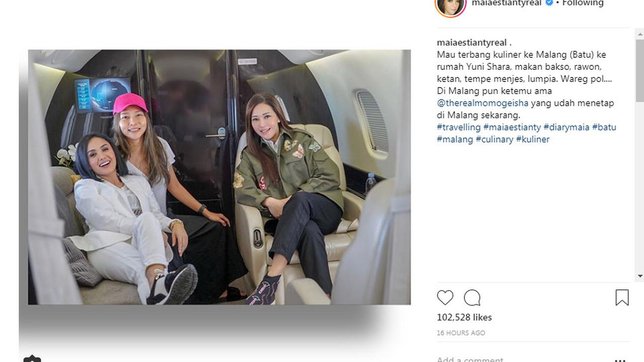   Maia to Malang with a private jet? © instagram.com/maiaestiantyreal