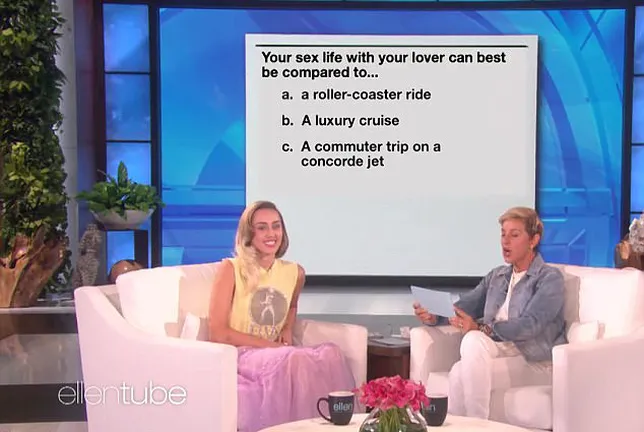 Miley ungkap aksi ranjang Liam sangat cepat bak pesawat jet © The Ellen Show/NBC