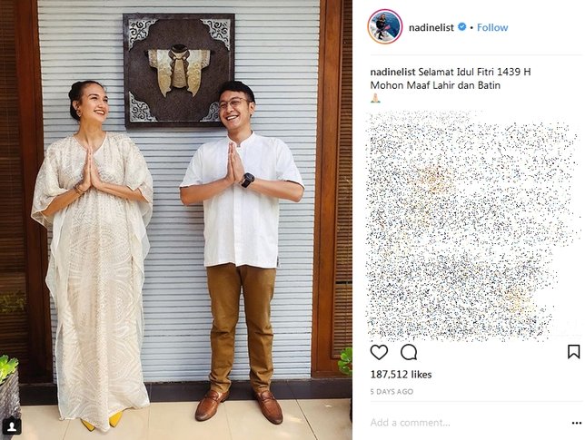 Nadine Chandrawinata ikut Dimas Anggara rayakan Idulfitri ©instagram/nadinelist