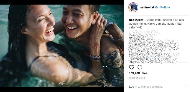 Pamer foto bareng Dimas, Nadine tulis kalimat romantis. Credit: via instagram.com/nadinelist