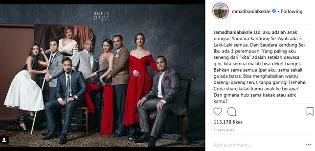 Lewat foto ini, Nia Ramadhani ungkap hubungan dengan kakak-kakaknya ©instagram/ramadhaniabakrie