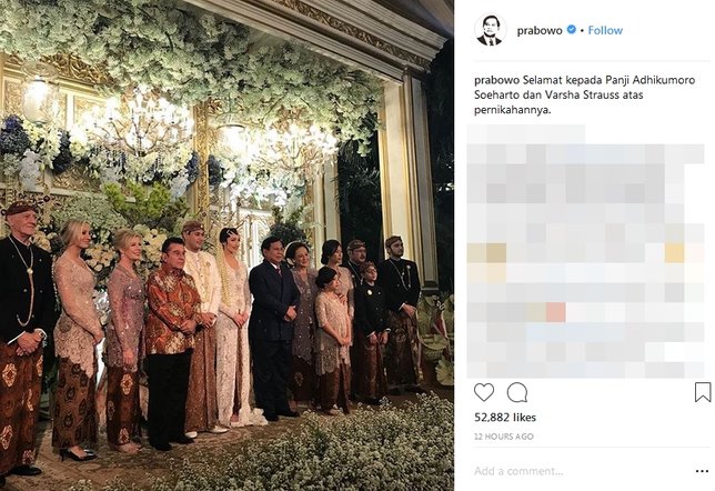 Tidak ada Mayangsari dalam foto keluarga Panji usai akad ©instagram/prabowo