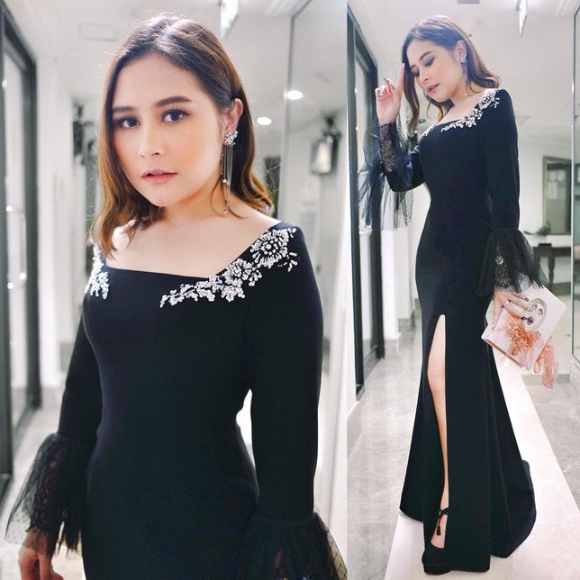 Penampilan glamor Prilly dengan bantuan Stylist dan MUA. Credit: via instagram.com/bubahalfian