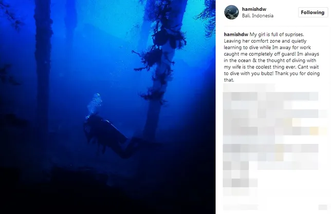 Raisa belajar menyelam diam-diam ©instagram/hamishdw