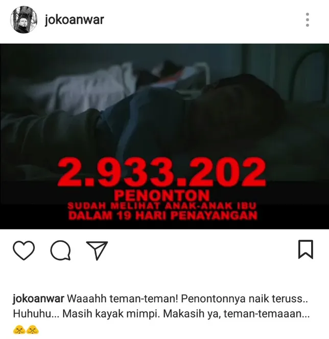 Reboot 'PENGABDI SETAN', jadi film horor paling laris sepanjang sejarah perfilman Indonesia © instagram.com/jokoanwar