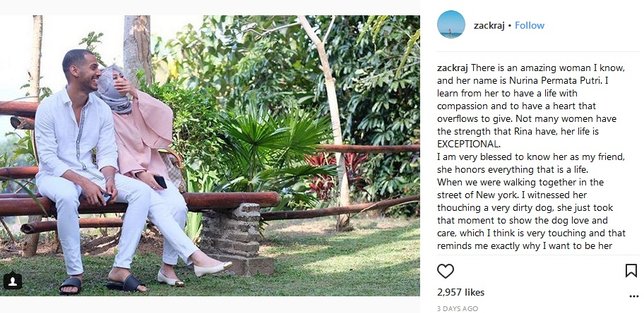 Rina Nose dapat dukungan dari Zacraj ©instagram/zackraj