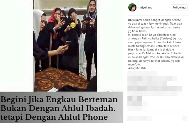 Foto ini jadi meme, Rini sedih ©instagram/riniyulianti