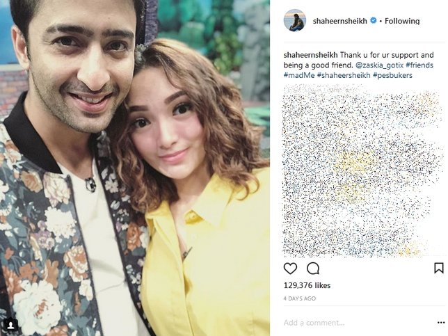 Shaheer berterima kasih kepada Zaskia ©instagram/shaheernsheikh