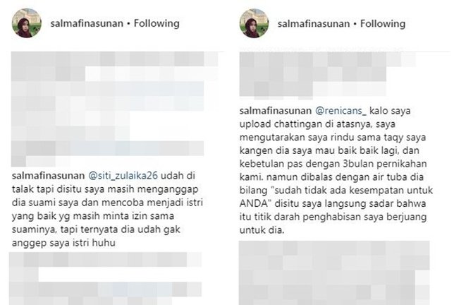 Salma mengungkap alasan Taqy melarangnya ke Mesir.  Credit: Instagram/salmafinasunan