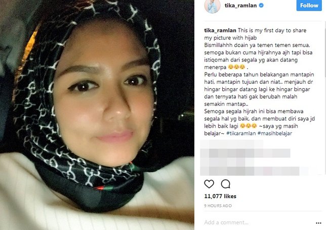 Tika Ramlan sekarang berhijab, makin cantik ©instagram/tika_ramlan