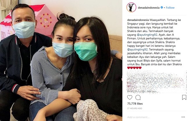 Denada berterima kasih kepada Ayu yang sudah menjenguk Shakira di Singapura ©instagram/denadaindonesia