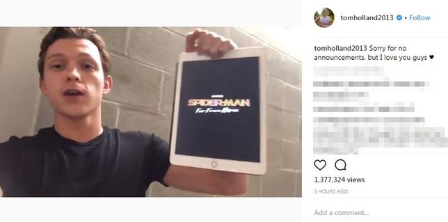 Tom Holland tak sengaja bocorkan judul sekuel film SPIDERMAN? © instagram.com/tomholland2013