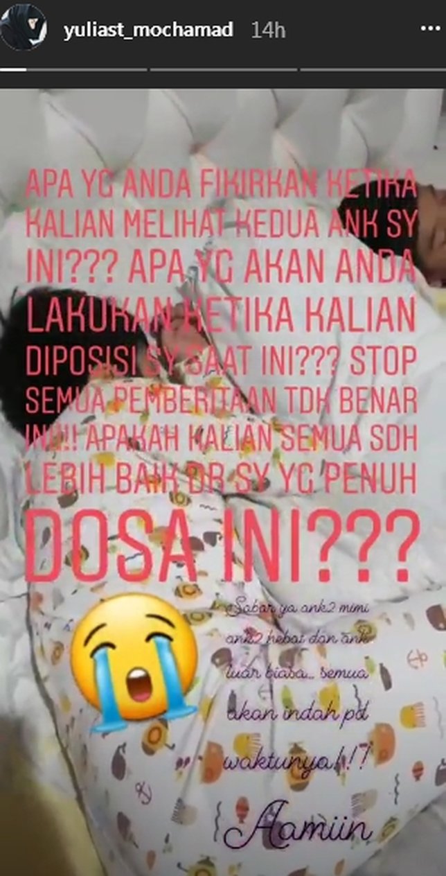 Yulia memikirkan nasib anak-anaknya karena tudingan netizen soal dirinya sebagai pelakor ©instagram/yuliast_mochamad