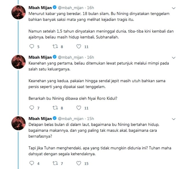 Mbah Mijan punya pandangan tentang Nining ©twitter/mbah_mijan