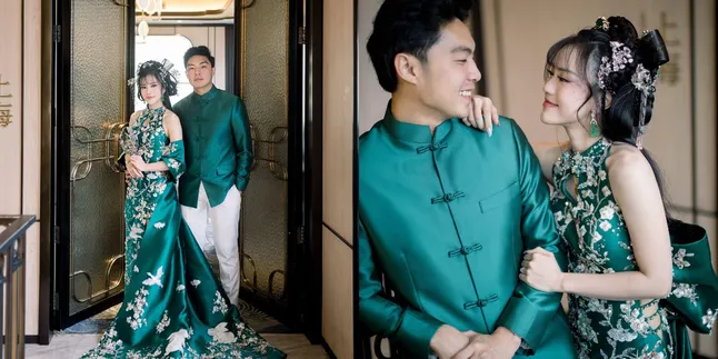 4 Potret Mesra Jessica Jane dan Erwin Phang saat Sangjit, Kompak Pakai Busana Bernuansa Hijau