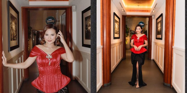 5 Beautiful Portraits of Indah Permatasari at the Premiere Gala of the Film 'BALD DEVIL', Wearing a Bright Red Dress