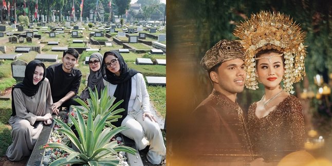 7 Portraits of Aaliyah Massaid and Thariq Halilintar Visiting Adjie Massaid's Grave After Getting Married, Accompanied by Mother and Sister