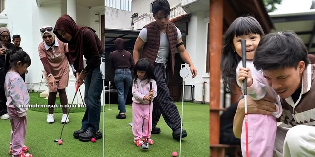 7 Photos of Ameena, Aurel Hermansyah's Child, Visiting Gen Halilintar's House, Doesn't Want to Go Home - Enjoying Golf in the Yard