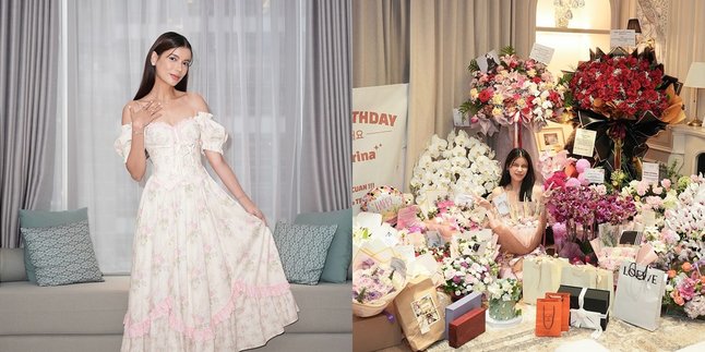 7 Happy Portraits of Sabrina Chairunnisa Receiving Many Gifts on Her Birthday, Flower Bouquets Dominating