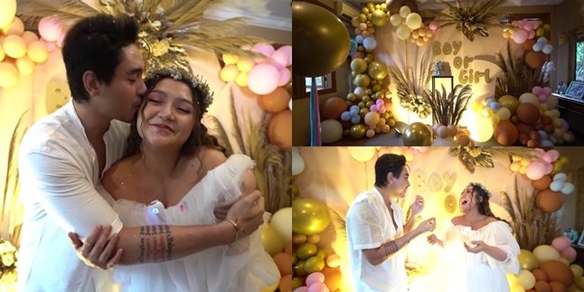 7 Portraits of Siti Badriah's Baby Fruity Gender Reveal, Delayed Due to Covid-19 Exposure - Luxurious with a Gold Nuance and Full of Balloons