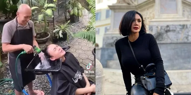 7 Potret Kocak Yuni Shara Keramas di Kebun - Rambut Disemprot Pakai Selang Taman, Bikin Netizen Terhibur