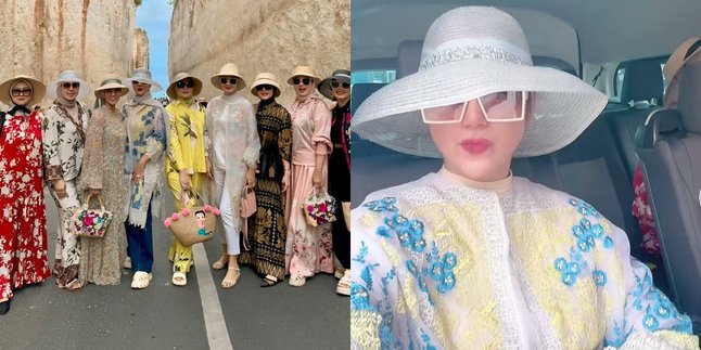 7 Photos of Marini Zumarnis with Socialite Friends, Flower Dress Code with Hats During Vacation - Classy