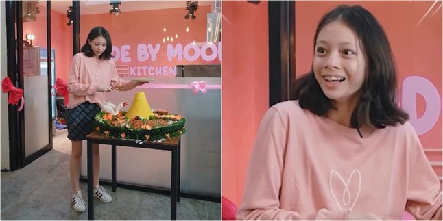7 Portraits of Nada Tarina, Deddy Corbuzier's Adopted Daughter, Celebrating the Opening of Her Cake Shop, Hilariously Drops the Top Part of the Tumpeng