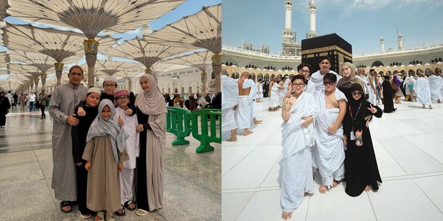 7 Portraits of Pasha Ungu and Adelia Wilhelmina Taking Their Four Children on Umrah, the Eldest Expresses His Desire to Perform Hajj