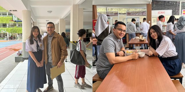 7 Portraits of Sahrul Gunawan Visiting His Child's School, Showing His Closeness with His Daughter - Eating Together in the Cafeteria