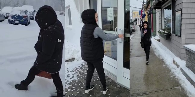 7 Photos of Terry Putri as a Courier in America, Delivering Food in the Middle of a Snowstorm