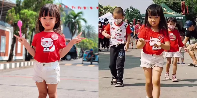 8 Portraits of Ariella, Yuanita Christiani's Daughter, Participating in the August 17th Event for the First Time, Her Dance Performance Attracts Attention
